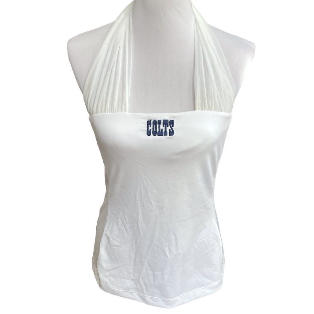 NFL Team Apparel All Sports Couture Indianapolis Colts Mesh Halter Neck White